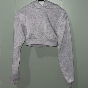 Romwe Heather Knit Cropped Hoodie